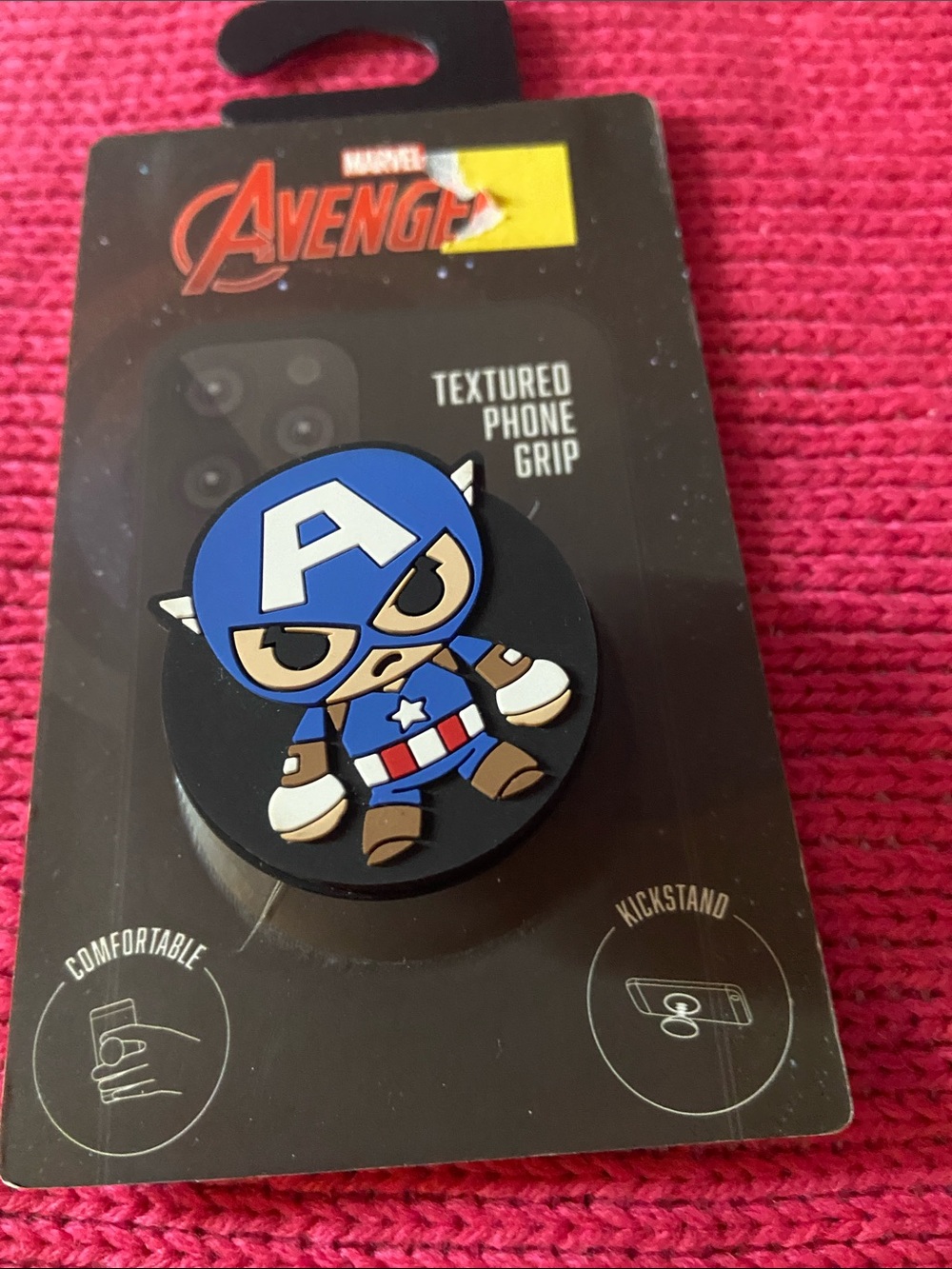 Marvel Captain America Blue and Black Textured Phone Grip